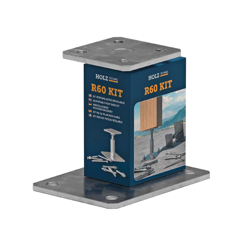kit pied de poteau réglable avec fixations